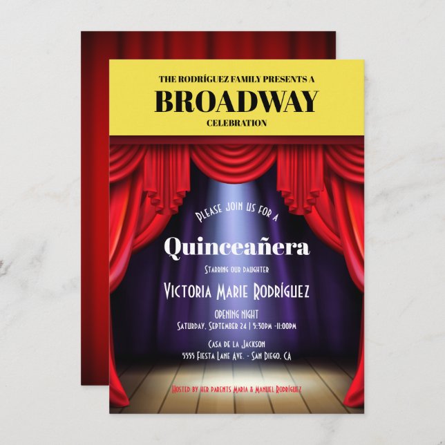 Programme Broadway Anniversaire Quinceañera (Devant / Derrière)