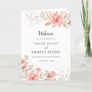 Programme Brochure élégante Mariage Rose Gold Floral