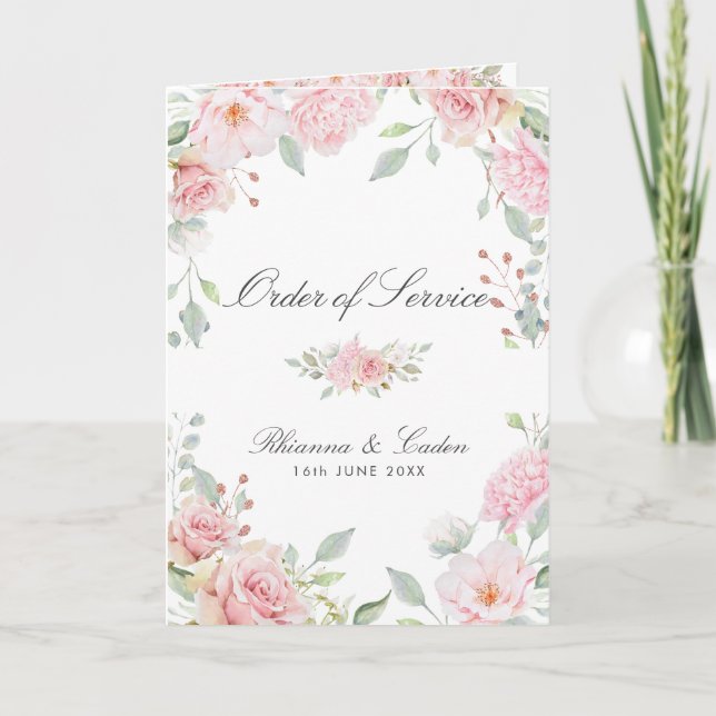 Programme Brochure pliée Mariage Roses Roses Roses Lavish (Devant)