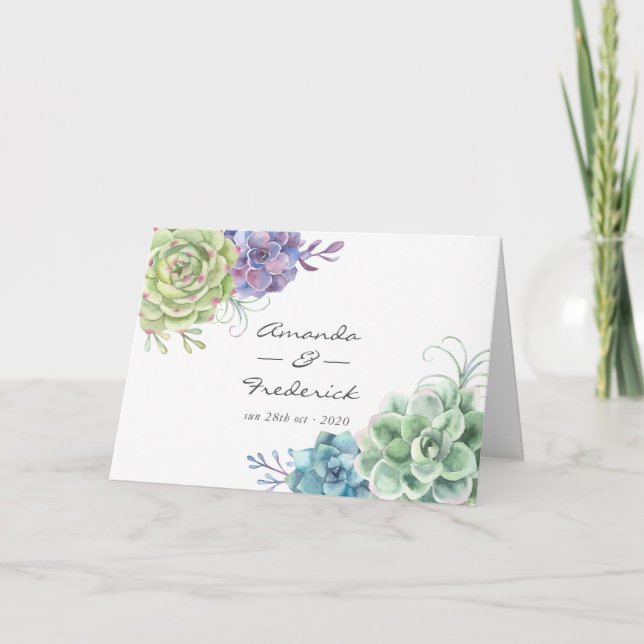 Programme Cactus de désert aquarelle Succulentes Mariage (Devant)