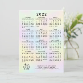 Programme Calendrier 2022 Business Logo Pastel Holographic