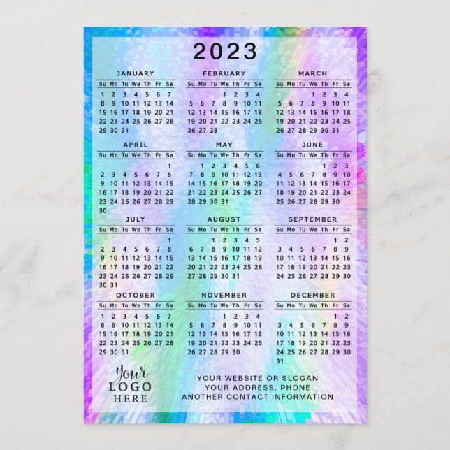 Programme Calendrier 2023 Colorful Iridescente Holographique (Devant)