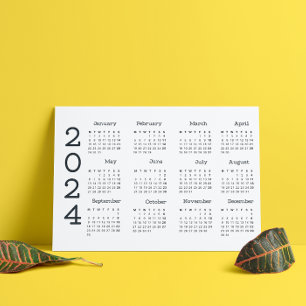 Programme Calendrier 2024 Année Pleine Noir Et Blanc Minimal