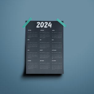 Programme Calendrier 2024 Noir Et Blanc Simple