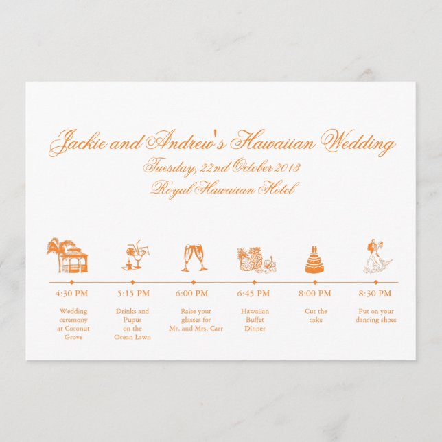 Programme Calendrier de l'itinéraire de réception du mariage (Devant)