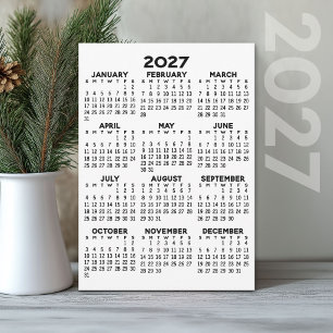 Programme Calendrier minimal 2027 - Vue annuelle Noir Blanc