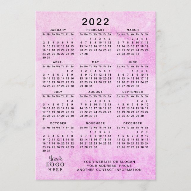 Programme Calendrier rose 2022 Votre logo Entreprise (Devant)