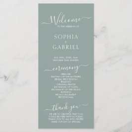 Programme Calligraphie Chic Sage Green Cérémonie Mariage