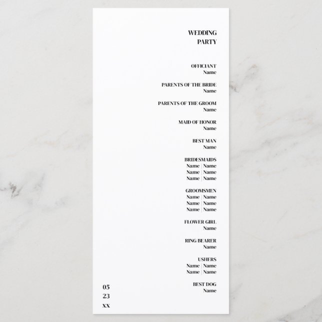 Programme Calligraphie de mariage dorée à flourish romantiqu (Dos)