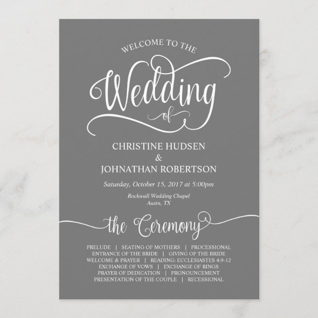 Programme Calligraphie rustique, Police Grise, Cérémonie Mar (Devant)