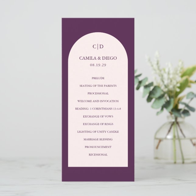 Programme Camia Purple Arch Mariage moderne (Debout devant)