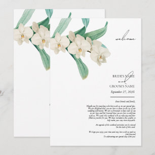 Programme Carton de mariage floral aux orchidées blanches aq