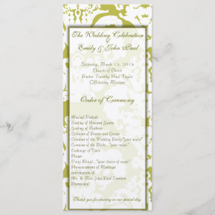 Programme Cartons d'invitation de mariage en damas vert