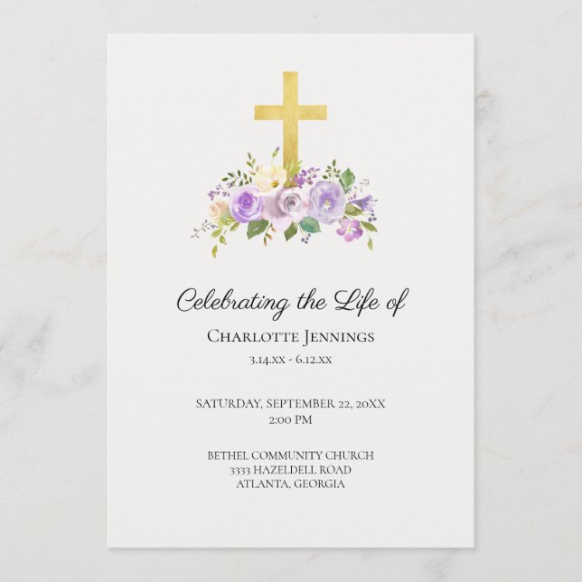 Programme Célébration de la vie au mémorial des funérailles  (Devant)