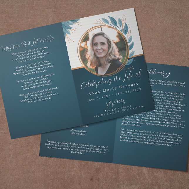 Programme Célébration de la vie Photo de bronze Funérailles  (Créateur téléchargé)