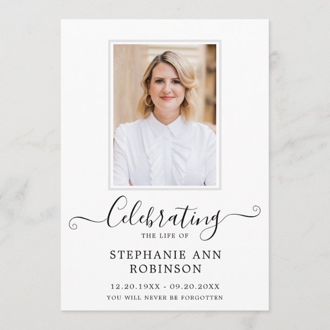 Programme Célébration de la vie Photo Ordre du service (Devant)