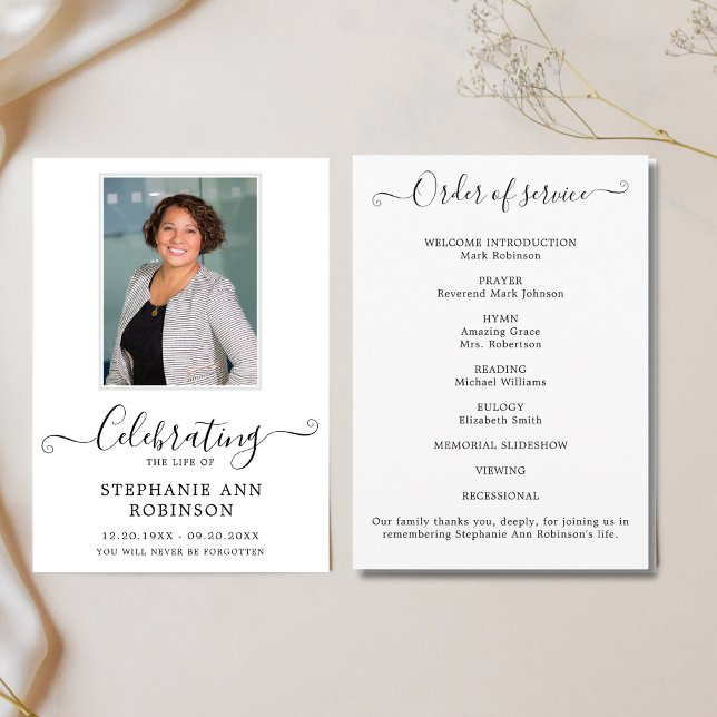 Programme Célébration de la vie Photo Ordre du service (Créateur téléchargé)