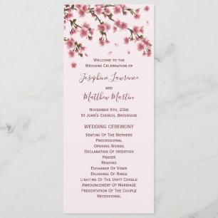 Programme Cérémonie de mariage aux fleurs de cerisier rose