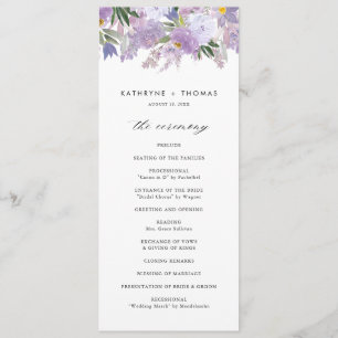Programme Cérémonie de mariage aux fleurs violettes poussiér