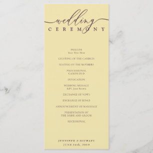 Programme Cérémonie de mariage avec scénario minimal de figu