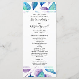 Programme Cérémonie de Mariage de feuille d'aquarelle violet