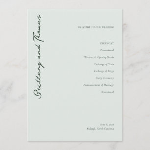 Programme Cérémonie de mariage Elegant Mint