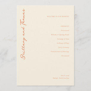 Programme Cérémonie de mariage élégante beige