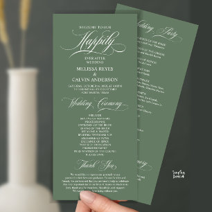Programme Cérémonie de mariage élégante, bleu marine chic