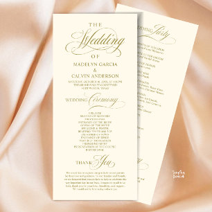 Programme Cérémonie de mariage élégante et classe avec ordre