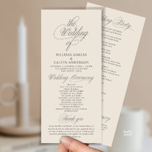 Programme Cérémonie de mariage élégante et moderne