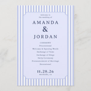 Programme Cérémonie de mariage élégante lavande et bleue