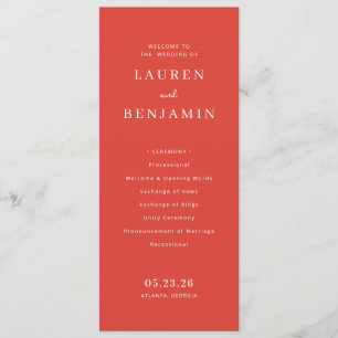 Programme Cérémonie de mariage élégante rouge