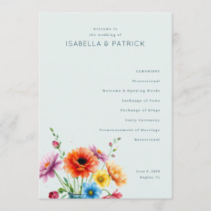 Programme Cérémonie de mariage florale pastel sereine