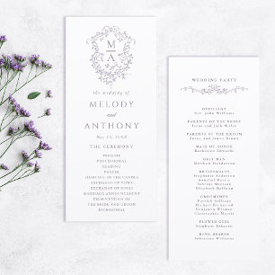 Programme Cérémonie de mariage Lavande Classique à motif flo