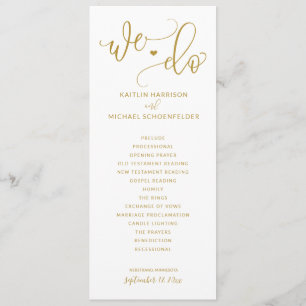 Programme Cérémonie de mariage Moderne Rebond Calligraphie O