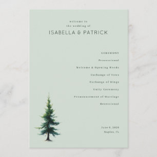 Programme Cérémonie de mariage sous l'arbre vert serein
