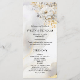 Programme Cérémonie de pivoine Floral Gold Grey Silver