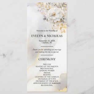 Programme Cérémonie de pivoine Floral Gold Grey Silver