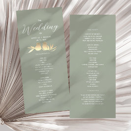 Programme Cérémonie du Mariage d'or Sage Green
