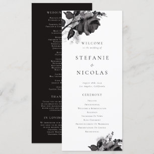 Programme Cérémonie du Mariage Rose noir de couleur d'eau mo