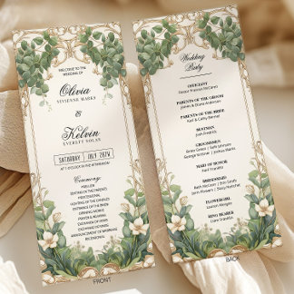 Programme Cérémonie Eucalyptus Green et Gold Mariage