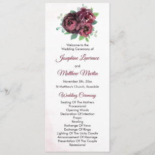 Programme Cérémonie Mariage du bouquet de roses de Bourgogne