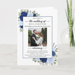 Programme Cérémonie Rose Blue Boho & Mariage de réception