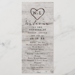 Programme Cérémonie Rustique de Mariage de bouleau sculpté