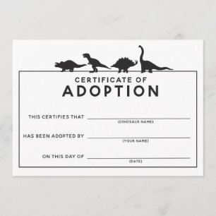 Programme Certificat d'adoption DInosaur Activité d'annivers