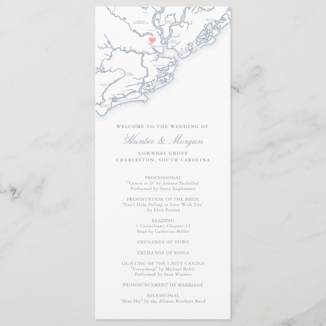 Programme Charleston Caroline du Sud Dusty Blue Mariage (Devant)