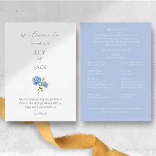 Programme Chic Dusty Blue & White Hydrangea Wedding Programm