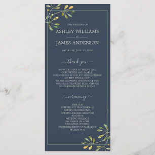 Programme Chic Eucalyptus Green Navy Mariage botanique bleu