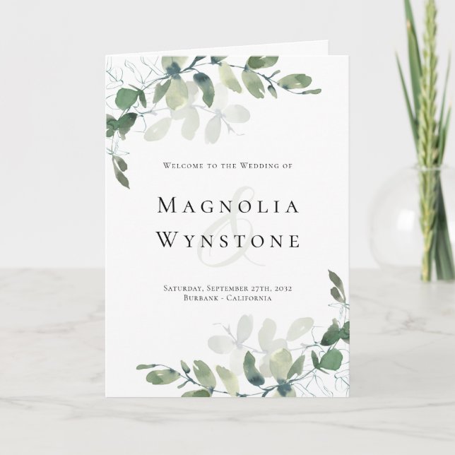Programme Chic Eucalyptus Ordre de cérémonie Mariage (Devant)