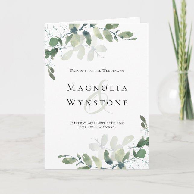 Programme Chic Eucalyptus Ordre de cérémonie Mariage (Devant)
